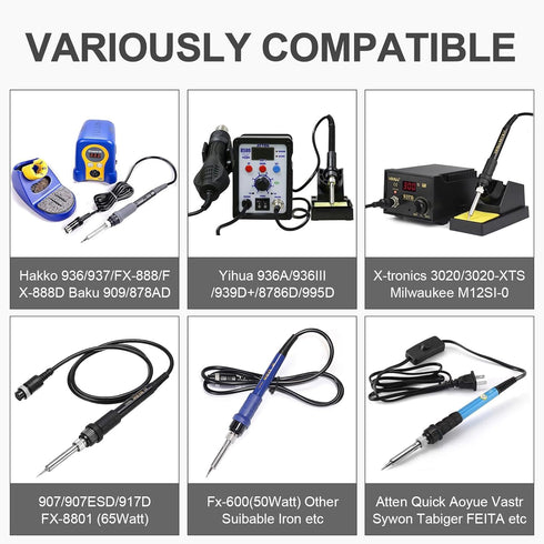 900M-T Soldering Iron Tips, 60 Watt Replacement for Electrical Soldering Station (B/2.4D/I/K/3C 5Pcs)