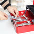 Jssmst Large Locking Cash Box with Money Tray, Metal Money Box with Combination Lock, Cash Safe with Security Cable, Red
