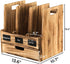 Wooden Desk File Organizer with 3 Compartments and 1 Drawer, Document Holder, Binder Rack with Chalkboard Label, Mail