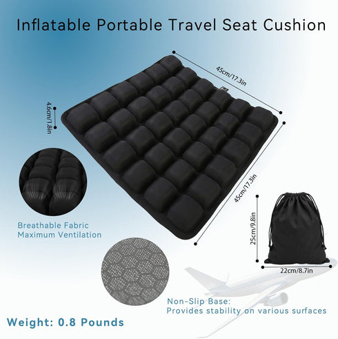 seektik Upgraded Inflatable Travel Seat Cushion for Airplane and Car, Portable Air Cushion for Long Flights, Office