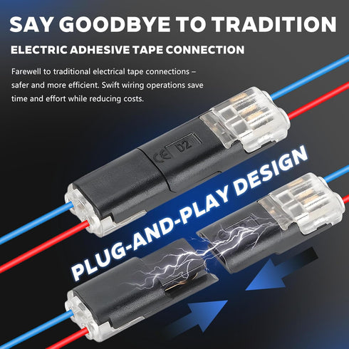 hongliang 30PCS 2 18-22AWG Double Wire Plug in Connector,Pluggable Low Voltage Wire Connector with Locking Buckle,Quick