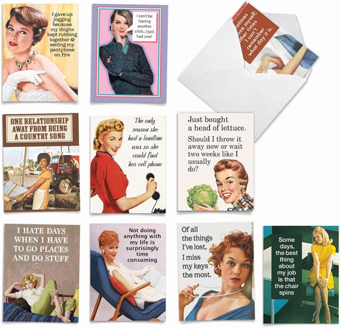 The Best Card Company - 10 Funny Birthday Cards Assorted, 4 x 5.12 Inch, Boxed with Envelopes