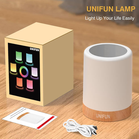 UNIFUN Dimmable 2800K-3100K Night Light, Touch Lamp for Bedrooms Living Room Portable Table Bedside Lamps