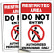 iSYFIX Restricted Area Signs Stickers, 2 Pack, 7x10 Inch, Premium Self-Adhesive Vinyl for Indoor & Outdoor