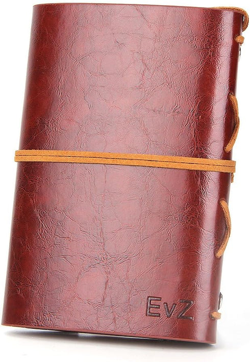 EvZ Leather Writing Journal Notebook, 7 Inches, Vintage Nautical Spiral, Unlined Paper, Red Brown