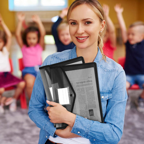 Teling 15 Pieces Plastic File Folders - A4 Colorful Document Organizer with Button Closure and Waterproof Pouch