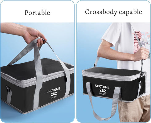 Chris.W 262 Premium Black Marker Pen Case - Slots for All Your Markers