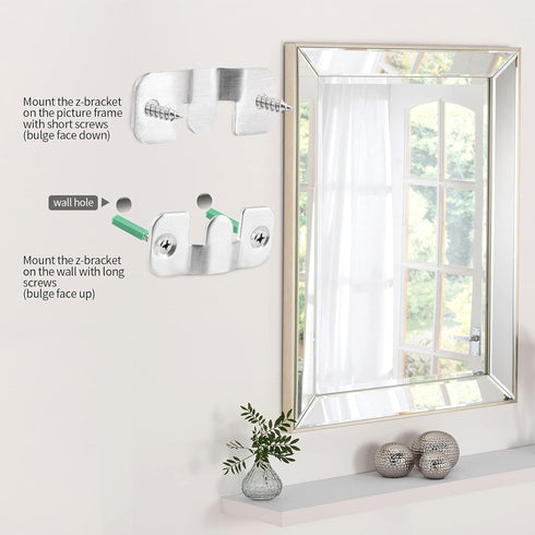10 Sets Flush Mount Bracket with Screws, Heavy Duty Picture Hangers for Wall Hanging