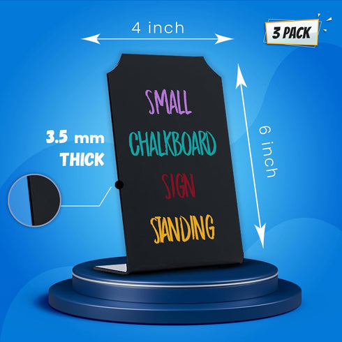 Small Chalkboard Sign for Food Tabletop, Acrylic Board, 4 x 6 Size, Mini Blackboard with Stand