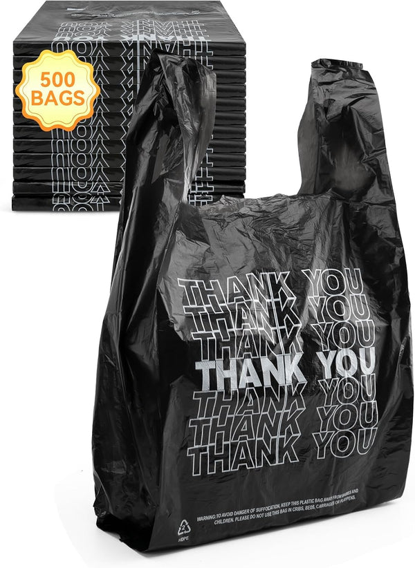 UMT Plastar 500 Count Thank You Plastic Bags, 12" x 6" x