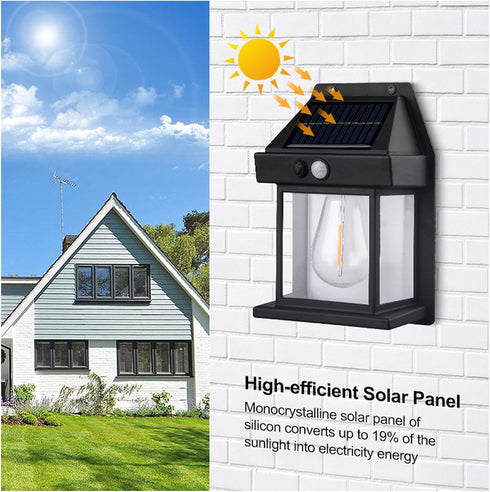 1800mAh aqxreight Outdoor Solar Tungsten Wall Light Water Proof Motion Sensing Exterior Mount Lighting for Yard Wall