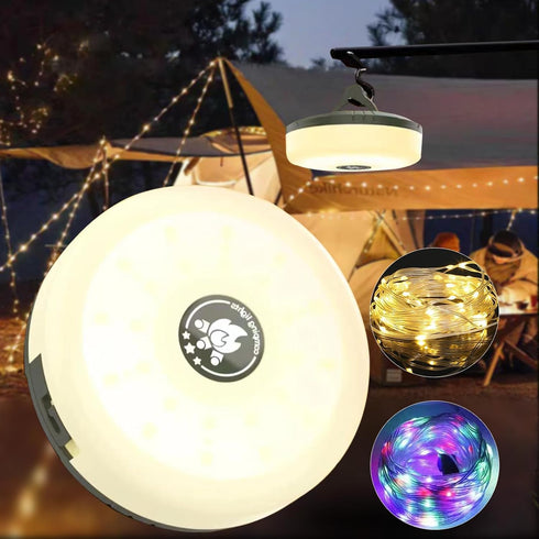 Janhaley Camping String Lights, 32.8ft Portable Outdoor String Lights with 8 Lighting Modes,