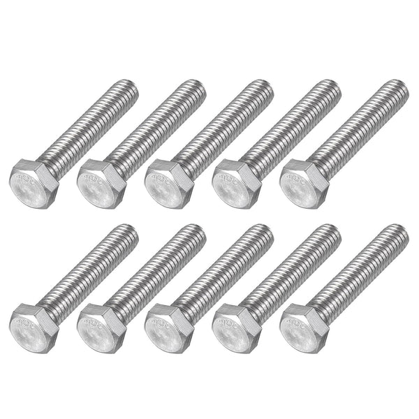 Hex Bolts 10Pcs (3/8-16x2") UNC Fully Threaded Silver Machine Screws, 304 Stainless Steel for Furniture Repair