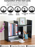 PAG Adjustable Desktop Shelf Wood Small Bookshelf Desk Supplies Organizers and Accessories Storage Display Rack, Black