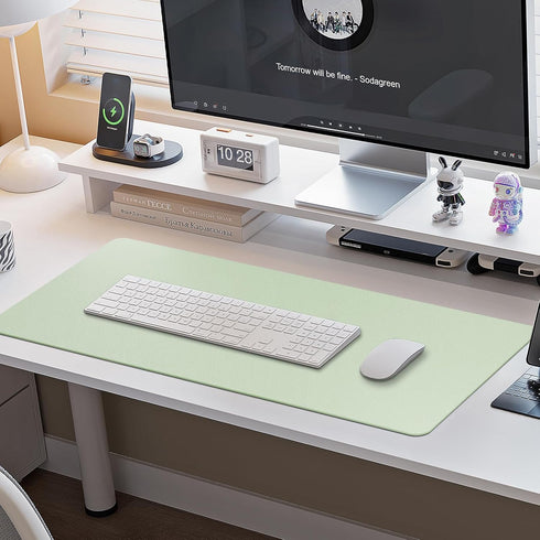 Boutilon (M-Green,30"x14") Leather Desk Pad Protector,Non-Slip Mouse Pad,Laptop Desk Pad,Office Mouse Mat,Waterproof