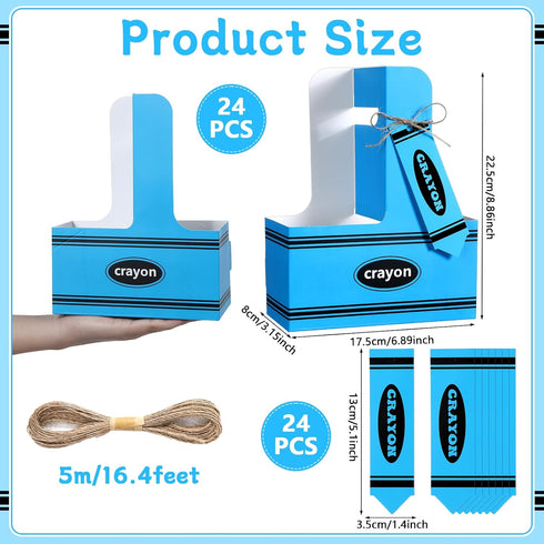 24 Set 2 Teacher Appreciation Gifts Crayon Cup Drink Carrier with Crayon Shaped Greeting Card Cardboard Kraft Cup