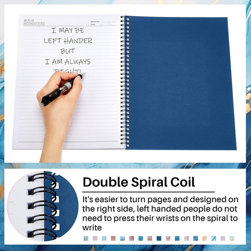 Jutom 2 Pads Jumbo Left Handed Notebook, 11" x 8.5", Lefty Wire Bound Notebooks, 200 Pages, 100 Sheets, Spiral