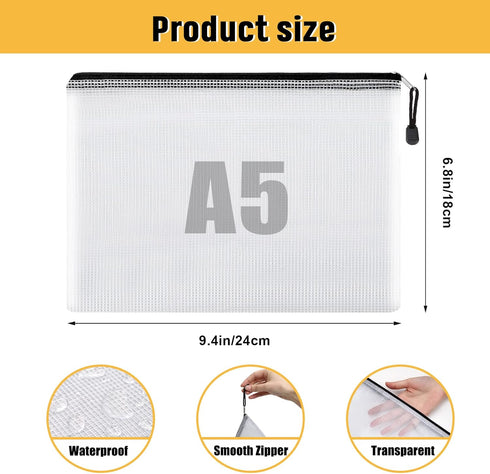 EOOUT 36pcs Pencil Pouch, Mesh Zipper Pouch Zipper Bags, 6x9 Inches Large Storage Bags for Organizing, 12 Colors Puzzle Bag Zipper File Bags for Office Supplies