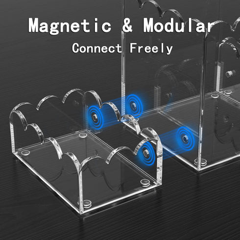 Set 3, YAGELI Clear Acrylic Desk Organizer of Magnetic Modular Pen Holder with Sticky Notes & Paperclip Tray, Aesthetic
