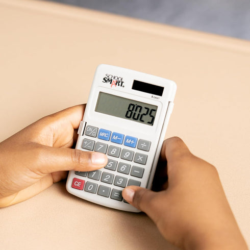 School Smart 8-Digit LCD Dual Power Pocket Calculator, 2-7/8 x 3/8 x 4-5/8 Inches