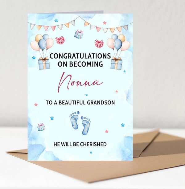 Lerime66 Congratulations On Becoming Nonna! Card - New Baby Announcement For Nonna -