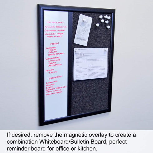 Ultimate Office Fabric Bulletin Board 24 x 18 Memo Board PLUS with 3 Photo Frames and Jumbo Pushpins