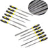 Wood Rasp File Kit - 12 Assorted Small Metal Needle Files Set with Brush and Hand Strap Carrying Case