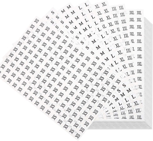 DERAYEE 4200 Pcs Clothing Size Round Stickers, 1/2” White Adhesive Labels for Apparel Circle Size Labels, 7 Sizes