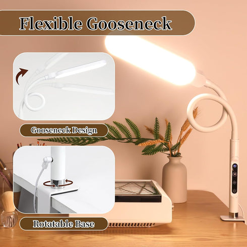 360 Dimmer, 5 9 Dimmable, BQAN LED Desk Lamp with Clamp, Flexible Gooseneck Nail Table Light Touch Color Modes