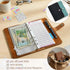 Divguf A6 Set, 6-Ring 12 5 6 Budget Binder Soft PU Leather Notebook with Budget Sheets, Colorful Divider Pages, PVC
