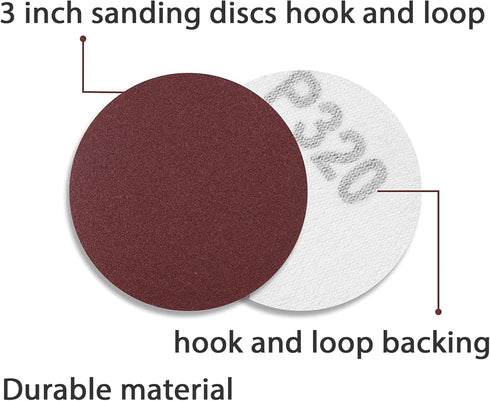 MAPRIAL 120 PCS 3 Inch Sanding Discs, Hook and Loop Sandpaper Assortment 400-2000 Grit for Drill Sander Woodworking