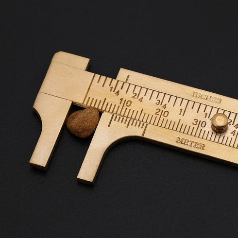 Jeanoko Double Scale Vernier Calipers, Brass Sliding Gauge, Handy Measuring Tool for Jewelry, mm/inch