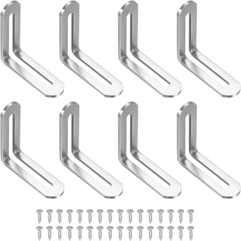 uxcell 8 Pcs Adjustable Right Angle Brackets, Slotted L-Shape Corner Bracket 1.9"x0.7"x1.9",