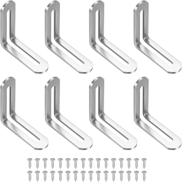 uxcell 8 Pcs Adjustable Right Angle Brackets, Slotted L-Shape Corner Bracket 1.9"x0.7"x1.9",