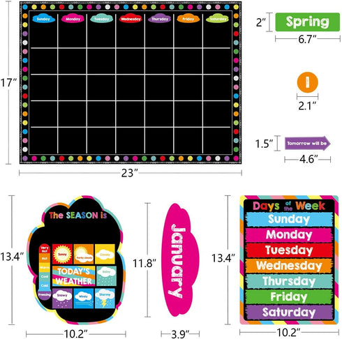 Chalkboard Brights Calendar Bulletin Board Set Colorful Classroom Decoration 99 Pcs