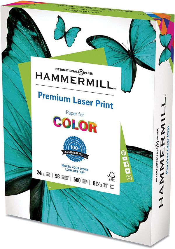 HP Laser Print Office Paper, 98 Brightness, 24lb, 8-1/2 x 11, White,