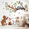 decalmile Woodland Animal Tree Branch Wall Decals Bear Fox Deer Forest Wall