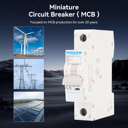 AC 1 Pole Miniature Circuit Breaker, 110V-240V 20Amp, Custom MCB Thermal Magnetic Trip for Solar AC System