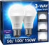 Briignite 3 Way LED Light Bulbs, 50 100 150W Equivalent Daylight 5000K A19 Light Bulbs E26 Base, 2 Pack