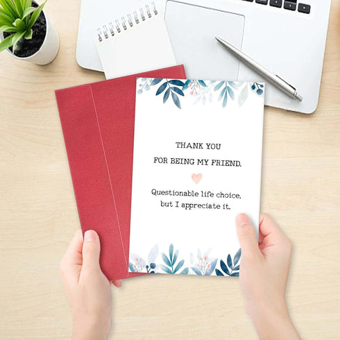 hvdler Heartfelt Friendship Card for Man Woman, Funny Thank You Card for Friends, Appreciation Gift for BFF Bestie