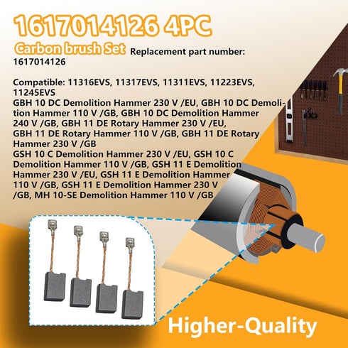 1617014126 0611316739 Carbon Brush Replacement for Bosch GSH 10 C, GBH 10 DC, and More (4 pack)