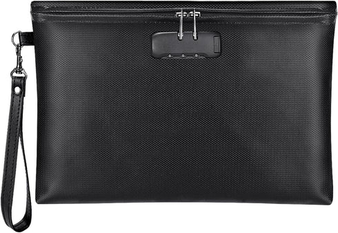 ZOOPIP Fireproof Money Bag with Lock, 11.2"x7.6" Fireproof Cash Bag with Zipper Closure for A5 Size Document (Black)