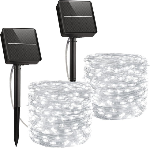 Minetom Solar String Lights, 2 Packs Total 66Ft 200 LED Solar Fairy