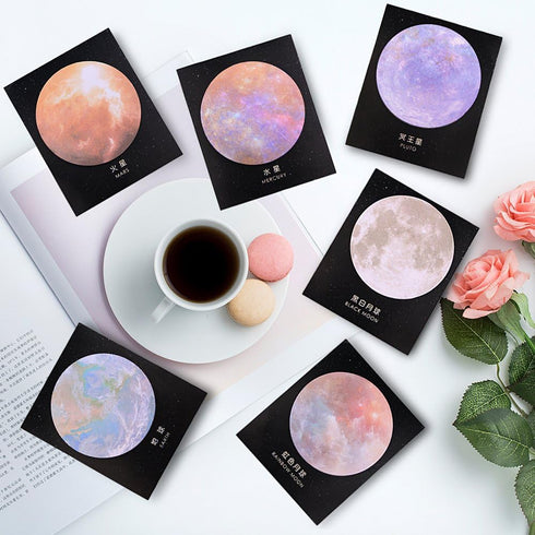 GTHER Planet Sticky Note, Moon Earth Sticky Notes, Cute Fun Circle Self-Adhesive Memo Pad for College
