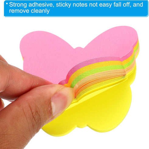 PATIKIL Butterfly Shape Sticky Notes, 2.7 x 2.7 Inch, 6 Pads, 100 Sheets/Pad, Bright Colorful, 5 Colors for Home Office
