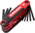 Steelman Portable Folding Hex Key Wrench Multi-Tool, Standard (SAE), Set Includes 9 Sizes with Rubberized Grip
