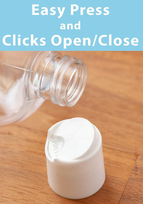 JUVITUS 4 oz Clear Plastic PET Boston Round Bottle with White Disc Cap, 12 Pack (BPA Free)