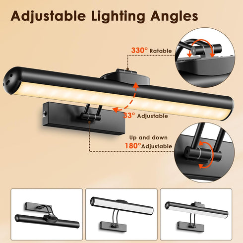 3 Dimmable 12.6" 1Pack Picture Light for Wall with Remote, Wireless Battery Operated Wall Lights with Colors & Timer