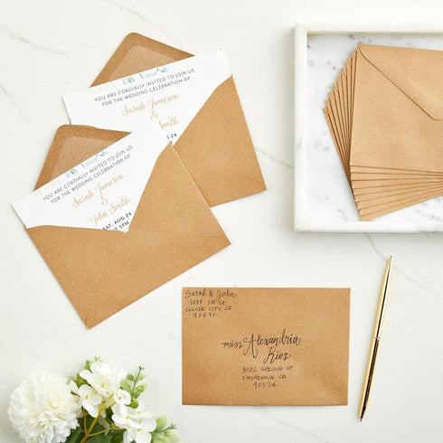 Juvale Kraft Paper Invitation Envelopes 4x6 for Special Occasions, Such As Wedding, Baby Shower, Thank You Cards, Special Occasions - A6 V Flap Brown Envelopes (50 Pack) by Juvale