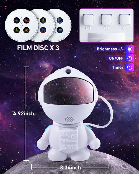 12 360Rotating Astronaut Galaxy Projector,Star Projector with Space Films,Galaxy Projector for Bedroom with Timer